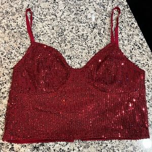 Never been worn red sparkle crop top